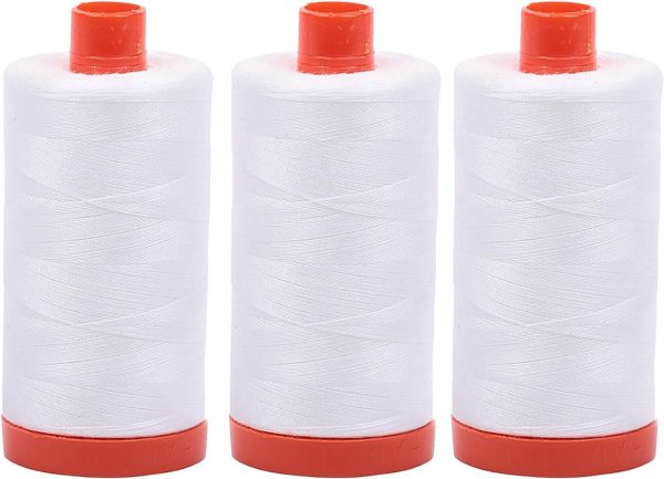 3-PACK - Aurifil 50WT - Natural White, Solid - Mako Cotton Thread - 1422Yds EACH - MK50-2021